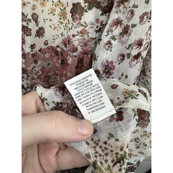 Hope Springs Cottagecore Floral Peasant Dress Women Large Ivory Tiered Prairie - Picture 5 of 9